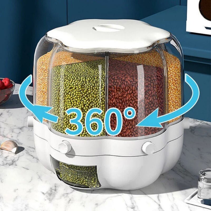 SmartPursue 360 degree rotating six-grid grain storage container, view 2