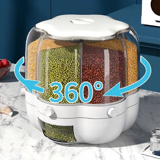 SmartPursue 360 degree rotating six-grid grain storage container, view 2