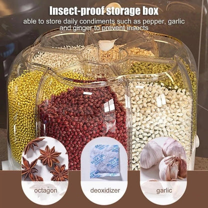 SmartPursue 360 degree rotating six-grid grain storage container, view 3