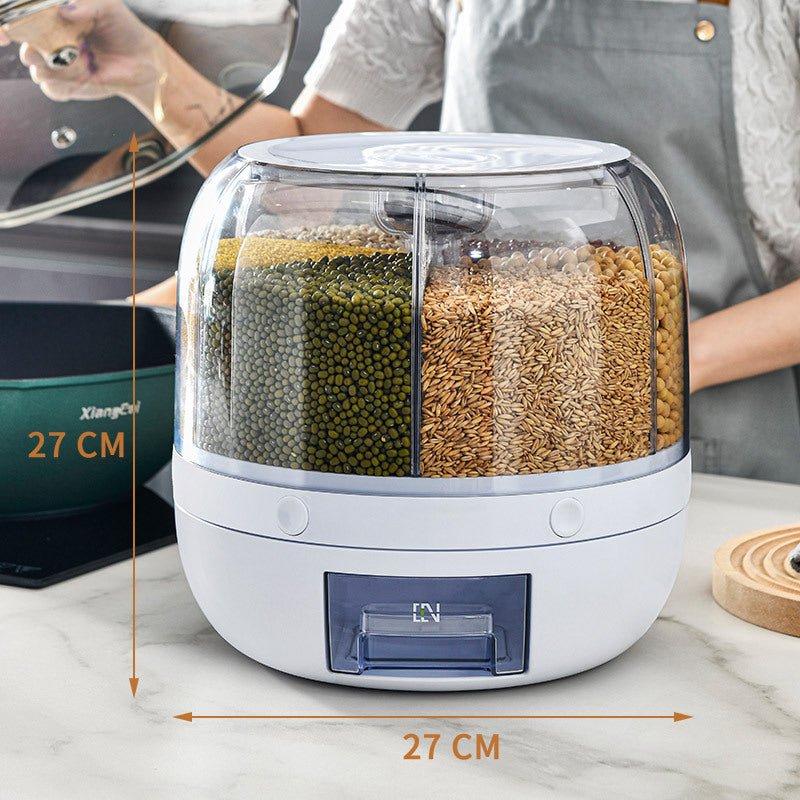 SmartPursue 360 degree rotating six-grid grain storage container, view 5