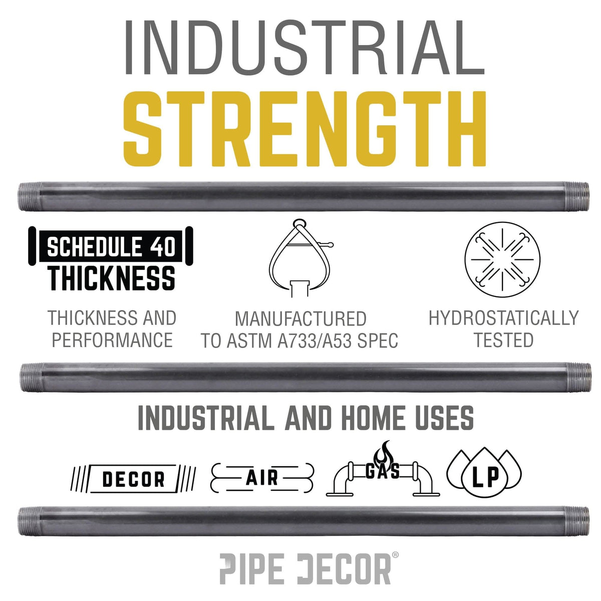 PIPE DECOR 1 in. x 2 in. black steel pipe, view 5