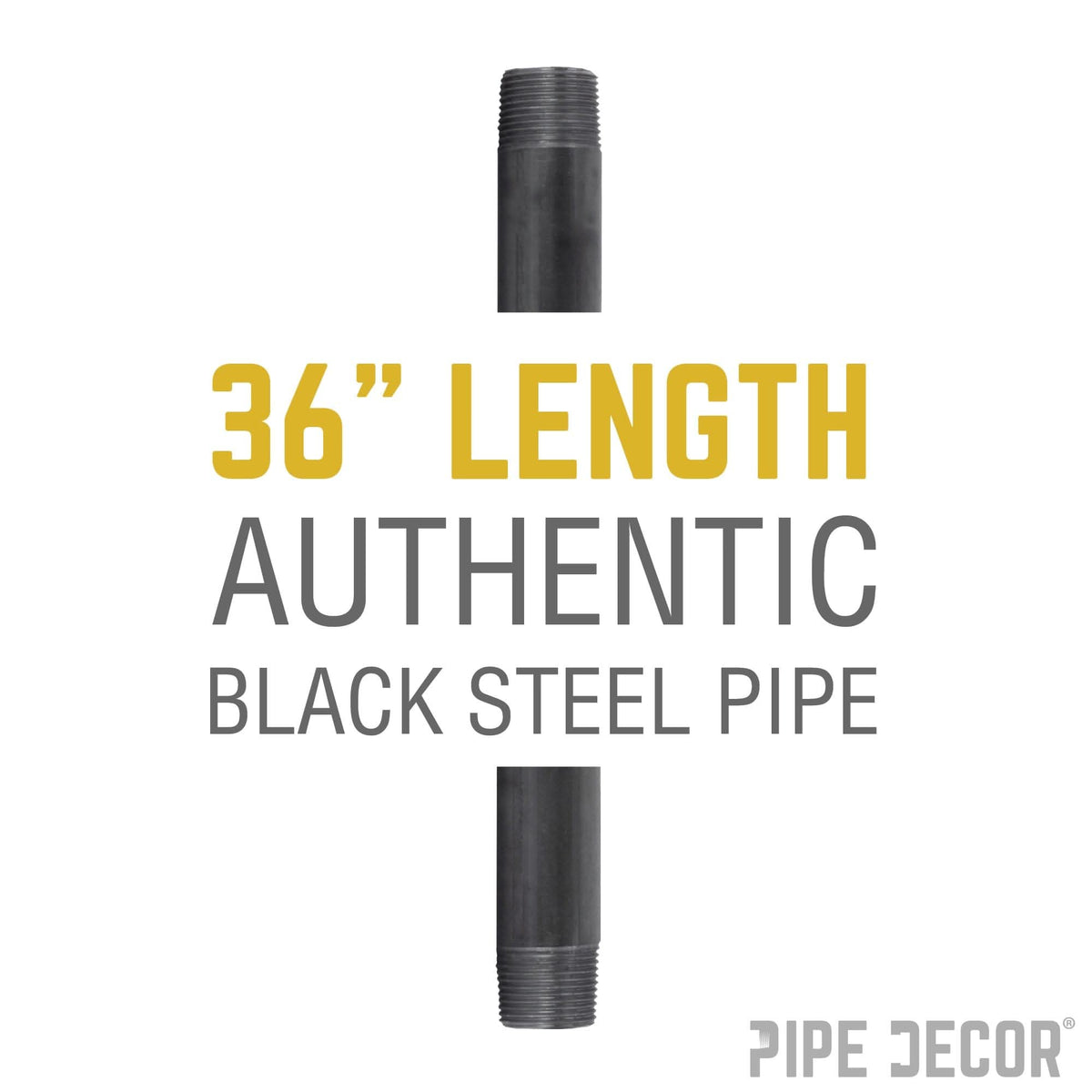 PIPE DECOR 1 in. x 36 in. black steel pipe, view 2