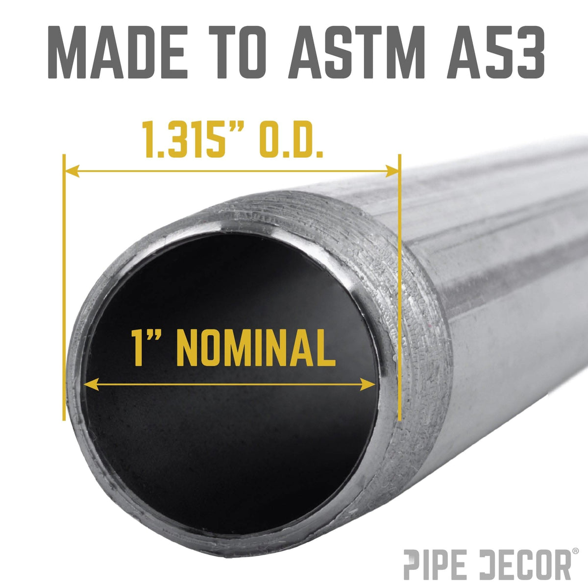 PIPE DECOR 1 in. x 48 in. black steel pipe, view 3