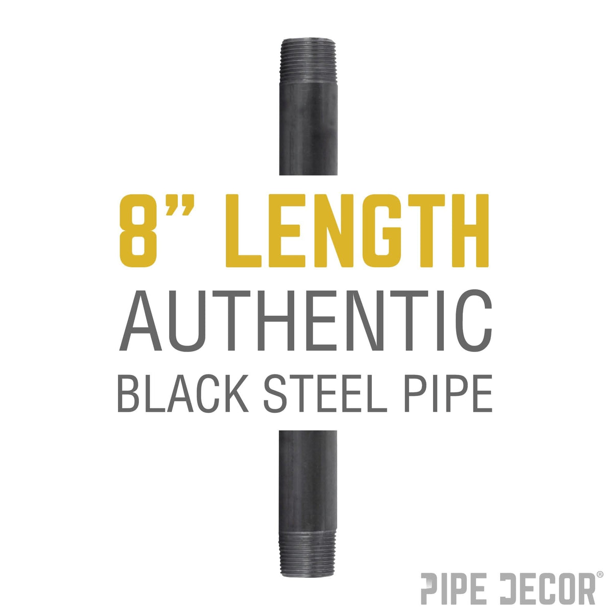 PIPE DECOR 1 in. x 8 in. black steel pipe, view 2