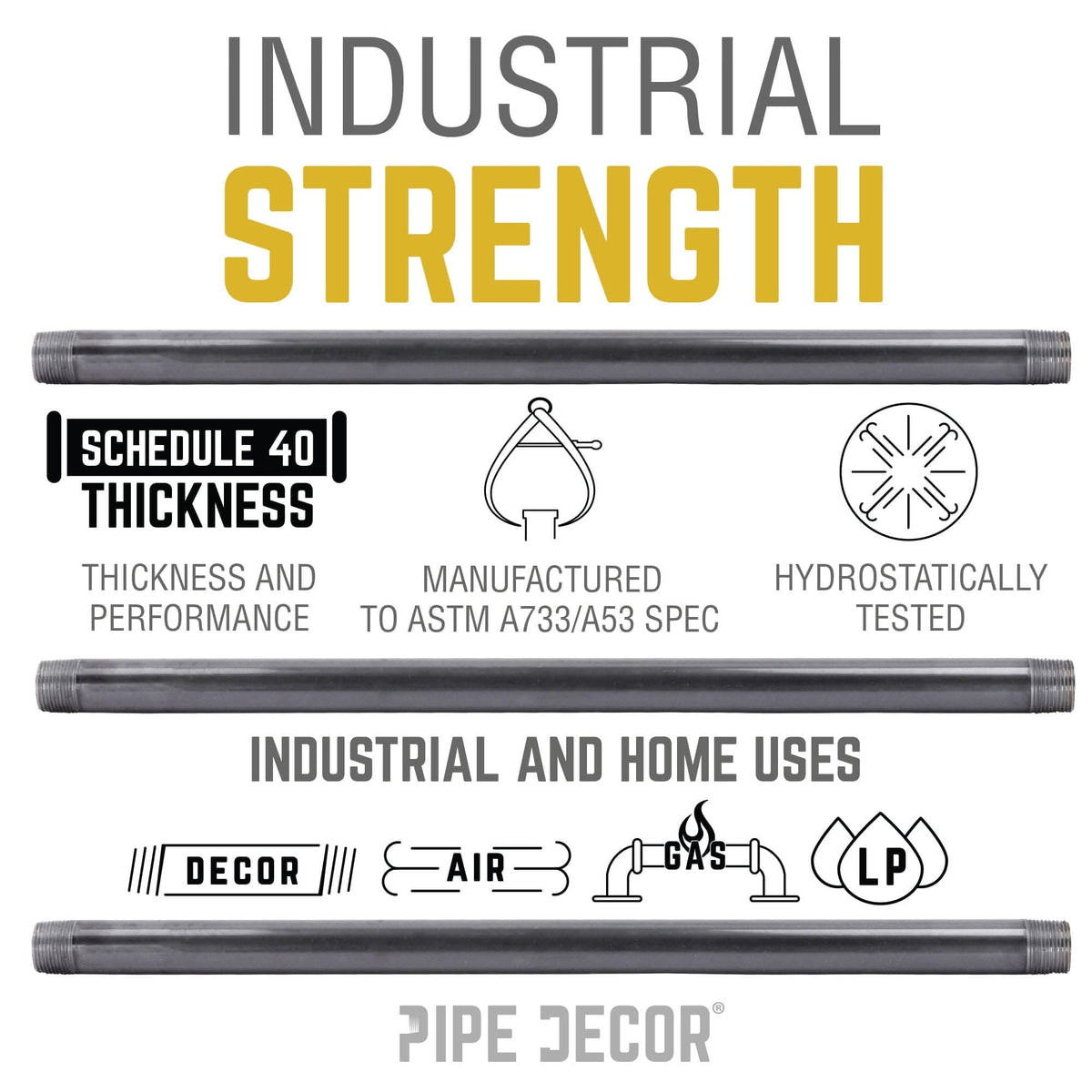 PIPE DECOR 1 in. x 8 in. black steel pipe, view 5