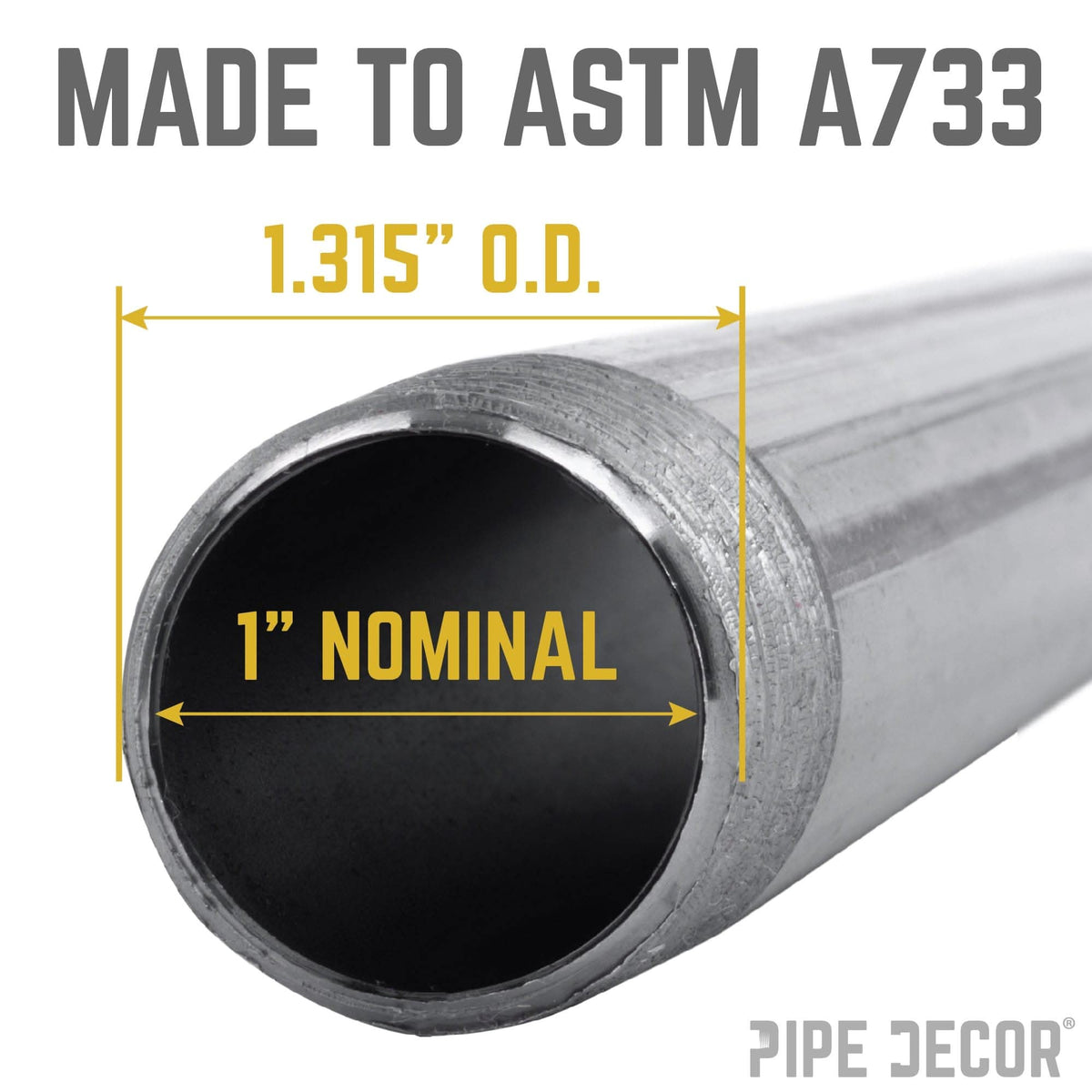 PIPE DECOR 1 in. close black steel pipe nipple, view 3