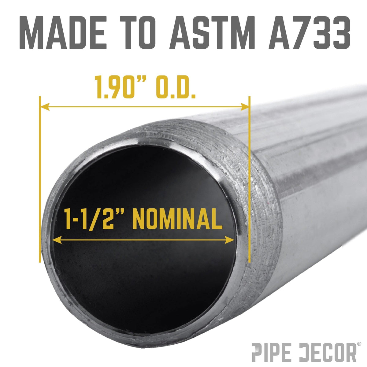PIPE DECOR 1-1/2 in. black steel close pipe nipple