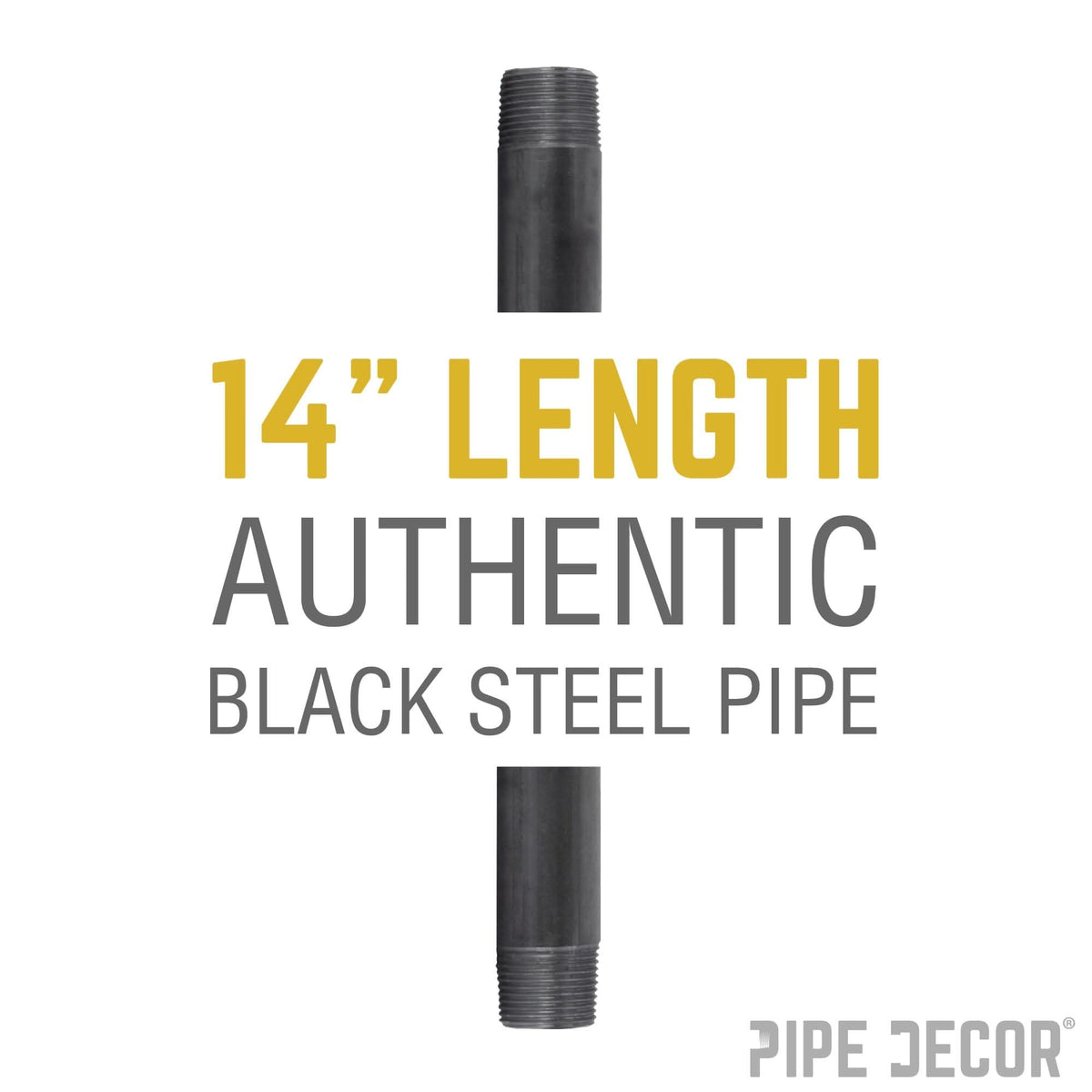 PIPE DECOR 1/2 in. x 14 in. black steel pipe, view 2