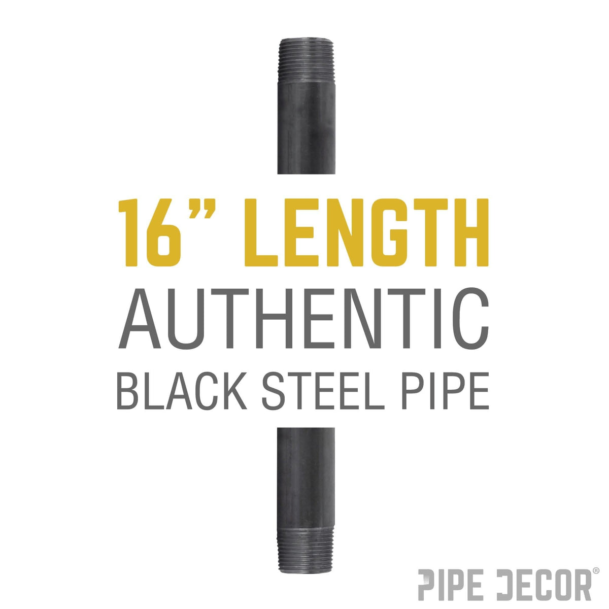 PIPE DECOR 1/2 in. x 16 in. black steel pipe, view 2