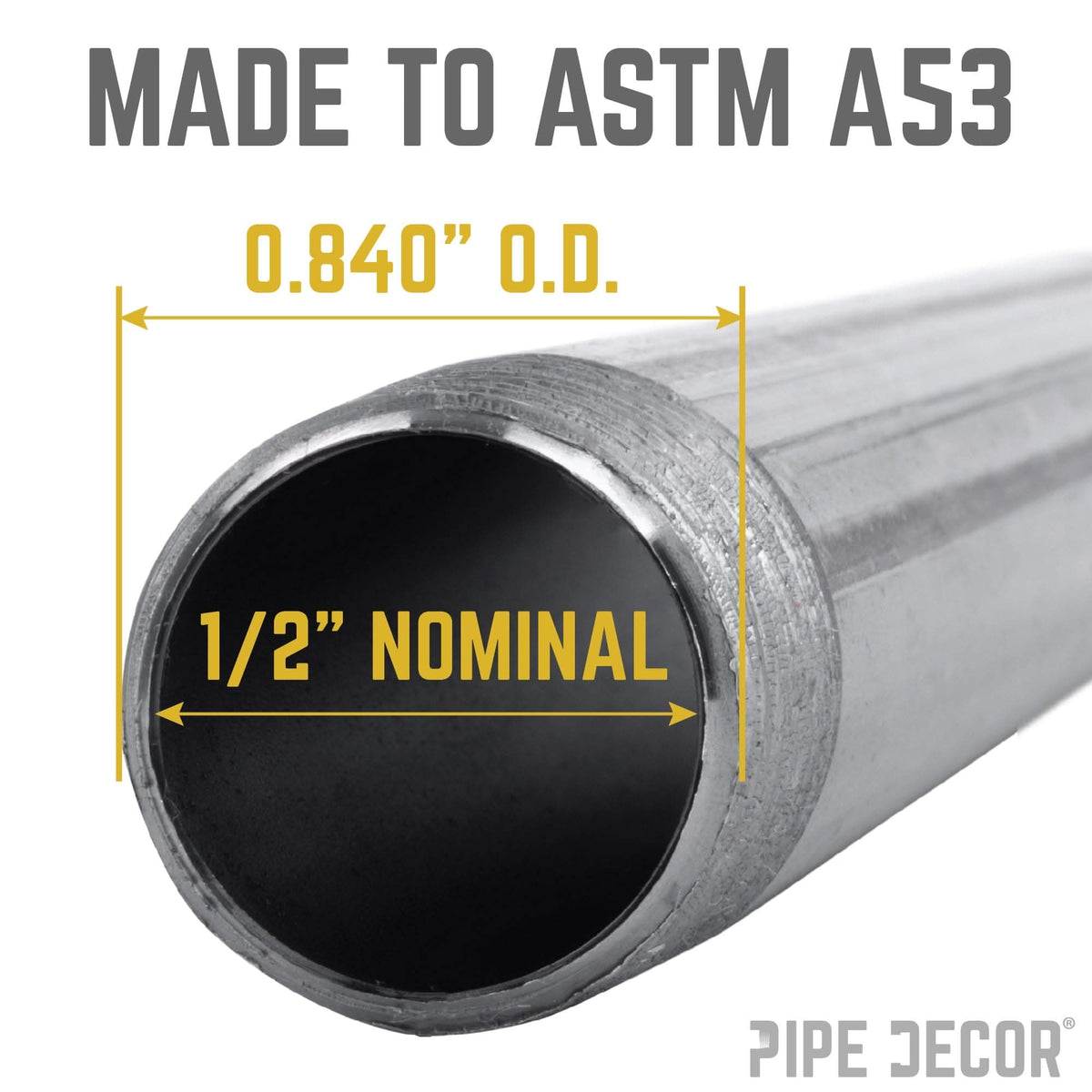 PIPE DECOR 1/2 in. x 60 in. black steel pipe, view 3
