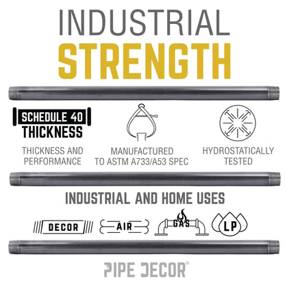 PIPE DECOR 1/2 in. x 9 in. black steel pipe, view 5