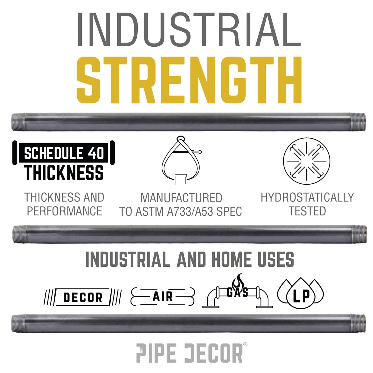 PIPE DECOR 3/4 in. x 10 in. black steel pipe, view 5