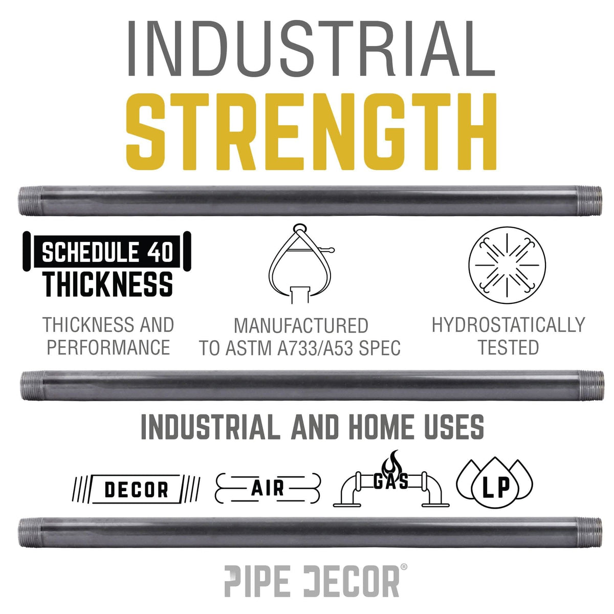 PIPE DECOR 3/4 in. x 1-1/2 in. black steel pipe, view 5