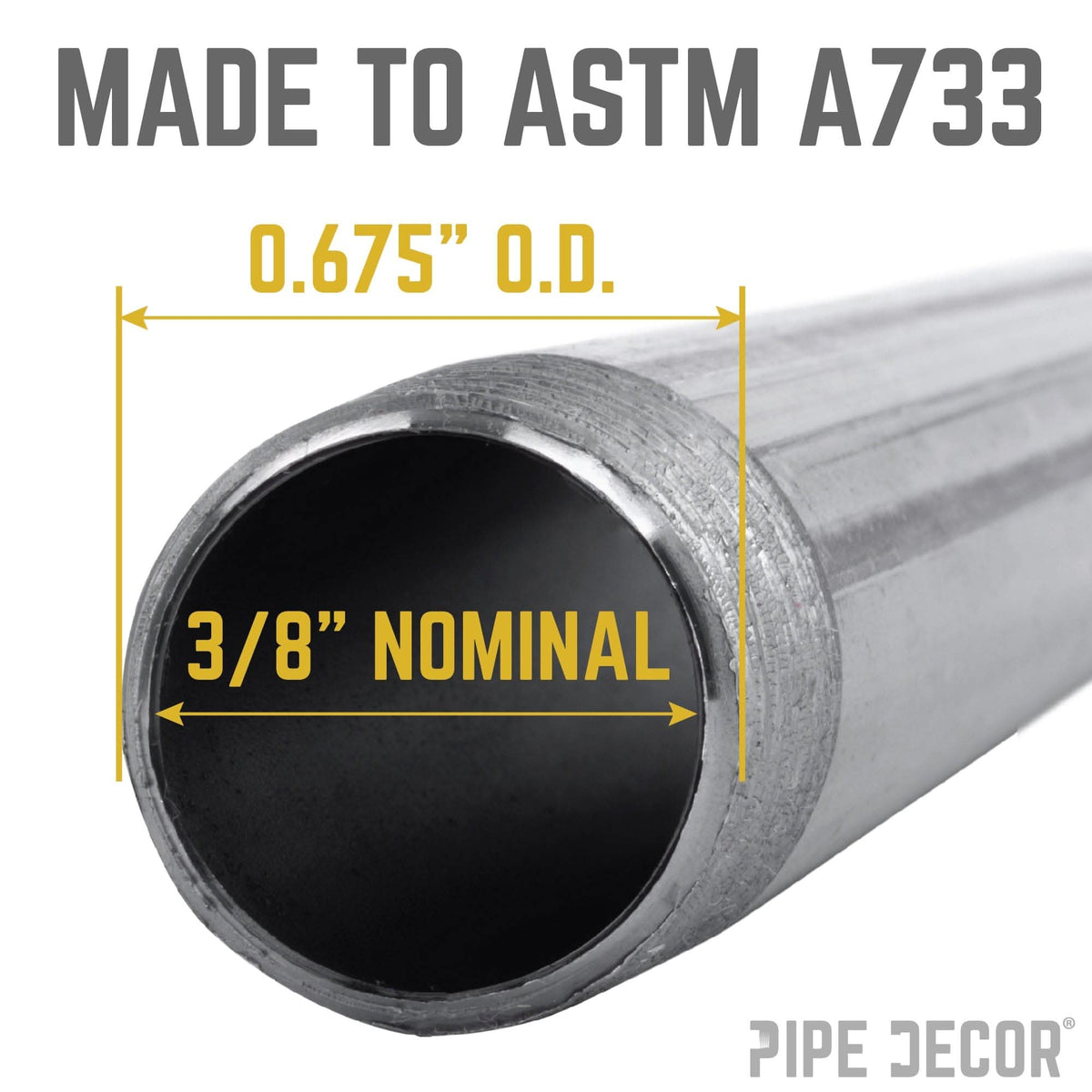 PIPE DECOR 3/8 in. black steel close pipe nipple, view 3