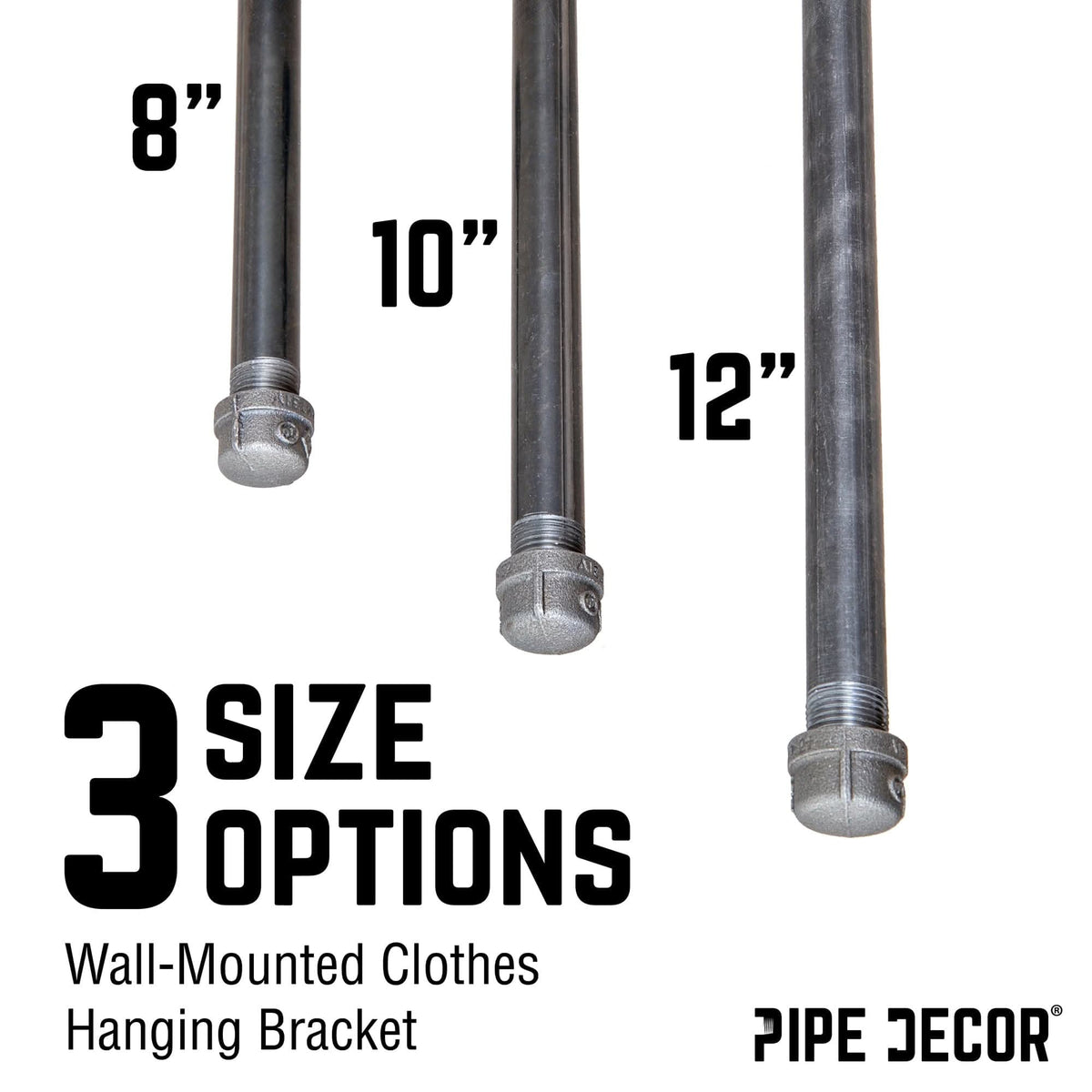 PIPE DECOR 1/2 in. x 10 in. industrial pipe clothing hanging bracket kit, 4-pack, view 6