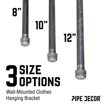 PIPE DECOR 1/2 in. x 10 in. industrial pipe clothing hanging bracket kit, 4-pack, view 6