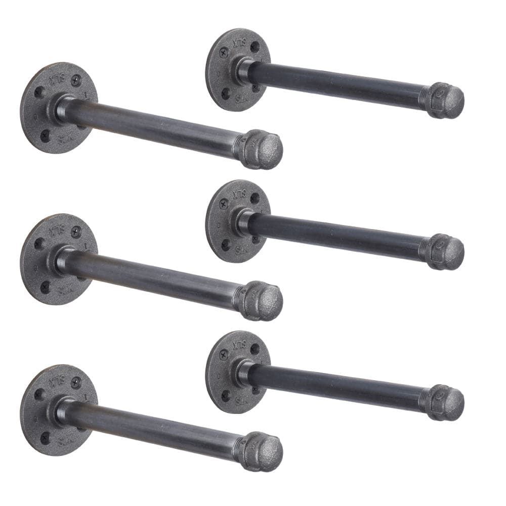 PIPE DECOR 1/2 in. x 10 in. black pipe shelf bracket kit, 6-pack
