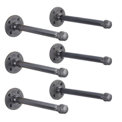 PIPE DECOR 1/2 in. x 10 in. black pipe shelf bracket kit, 6-pack