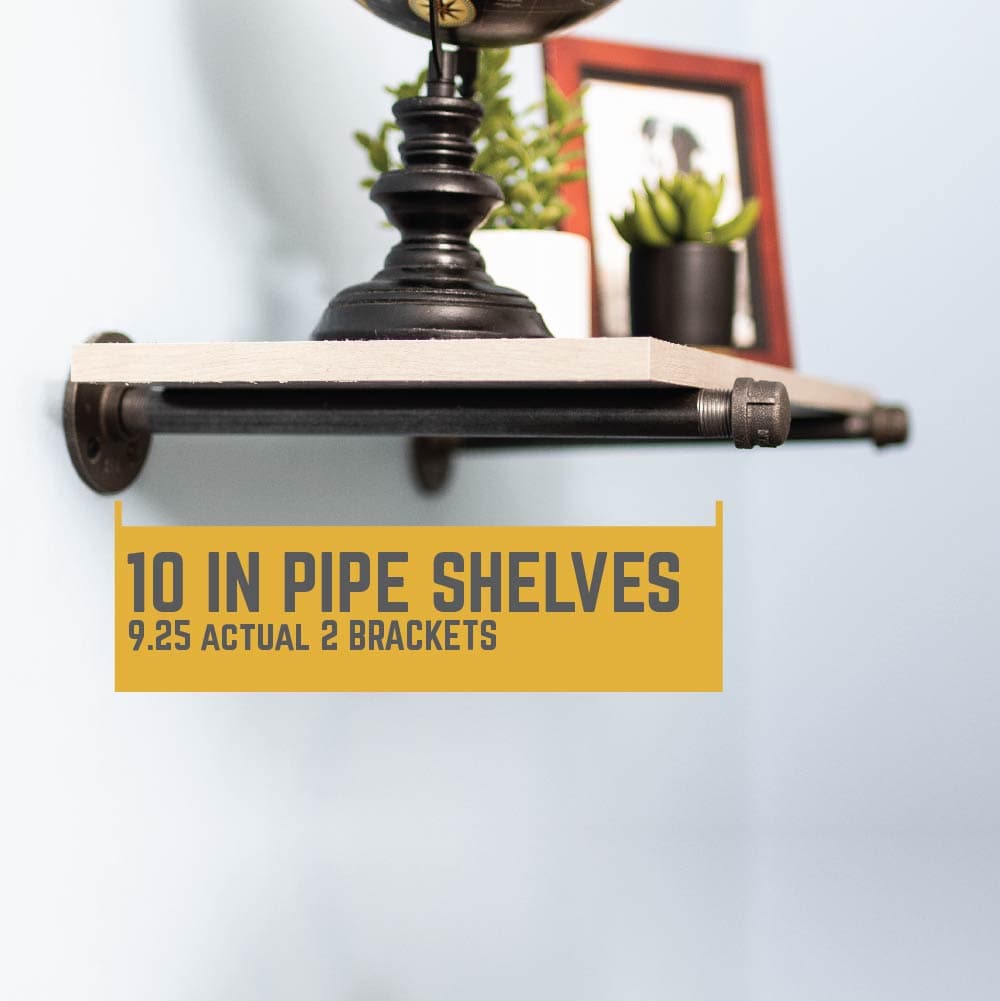 PIPE DECOR 1/2 in. x 10 in. black pipe shelf bracket kit, 6-pack, view 3