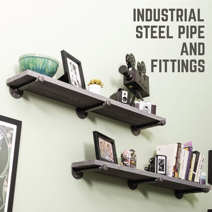 PIPE DECOR 1/2 in. x 10 in. black pipe shelf bracket kit, 6-pack, view 6