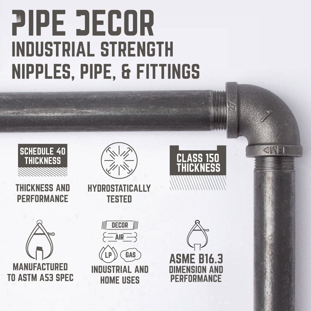 PIPE DECOR 1/2 in. x 10 in. black pipe shelf bracket kit, 6-pack, view 8