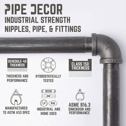 PIPE DECOR 1/2 in. x 10 in. black pipe shelf bracket kit, 6-pack, view 8