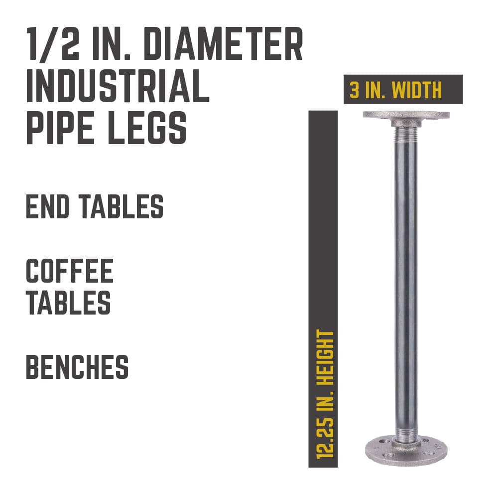 PIPE DECOR 1/2 in. x 12 in. round flange industrial pipe table legs, 4-pack, view 3