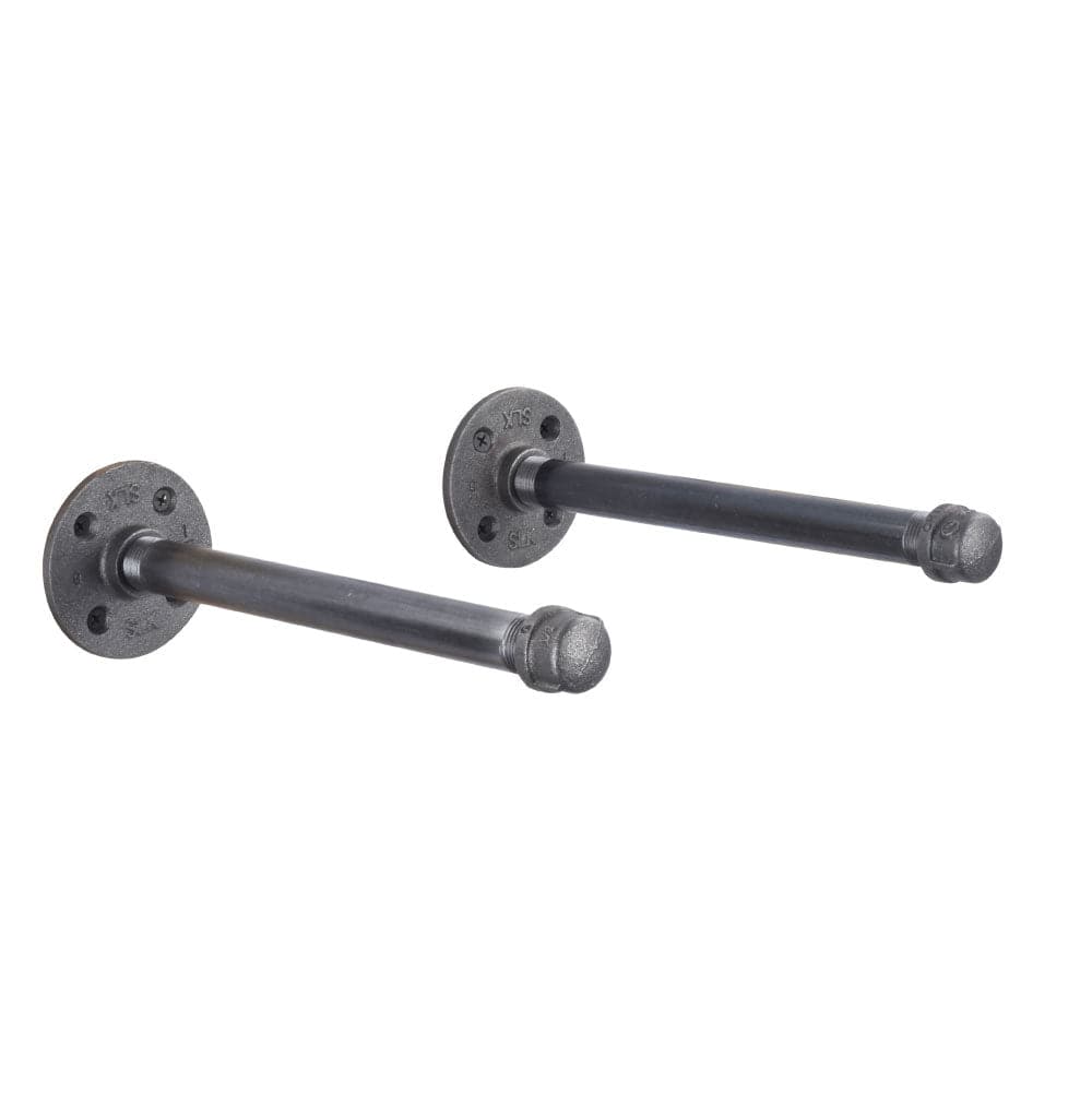 PIPE DECOR 1/2 in. x 12 in. black pipe shelf bracket kit, 2-pack