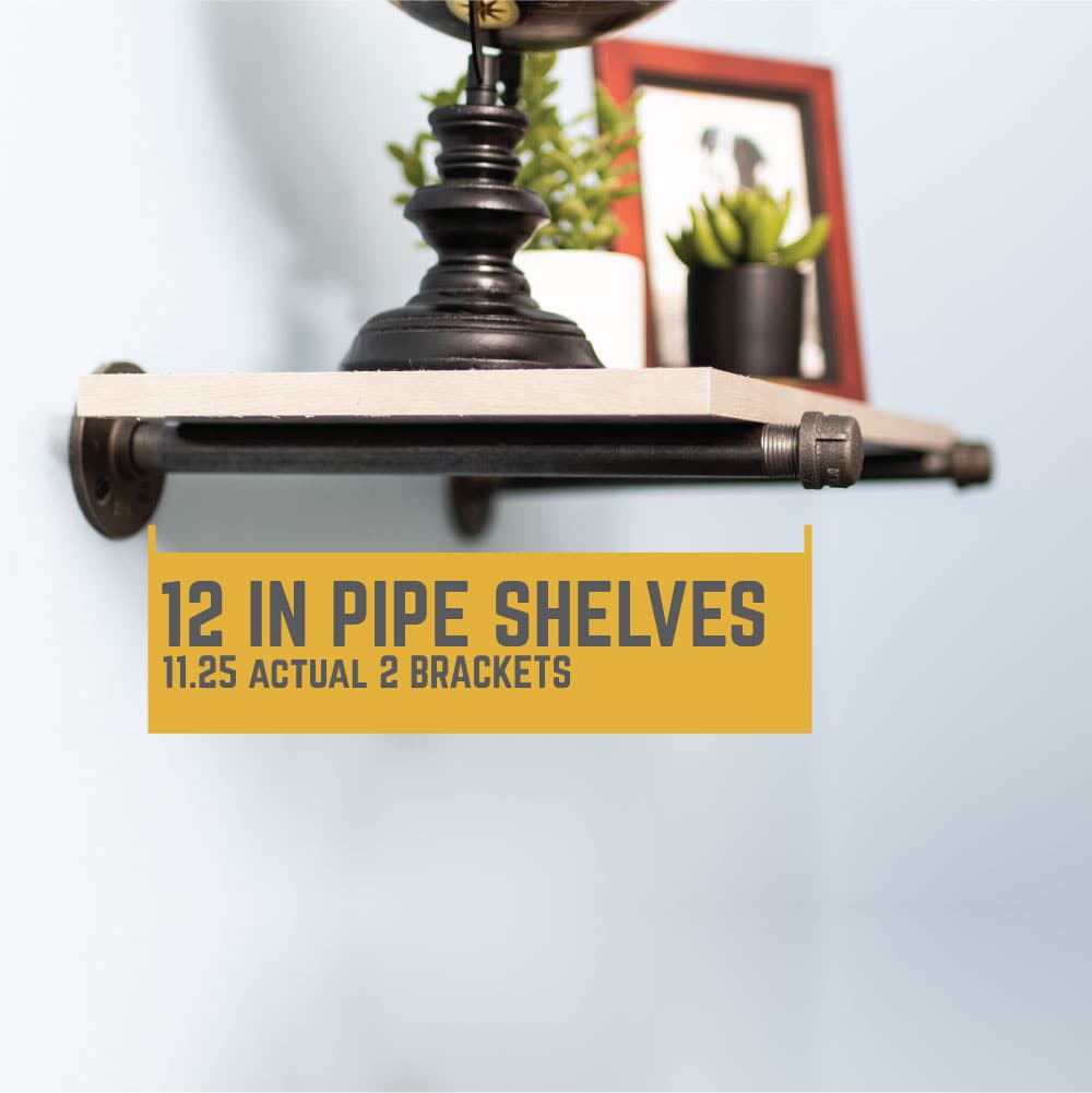 PIPE DECOR 1/2 in. x 12 in. black pipe shelf bracket kit, 2-pack, view 3