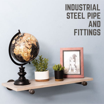 PIPE DECOR 1/2 in. x 12 in. black pipe shelf bracket kit, 2-pack, view 2