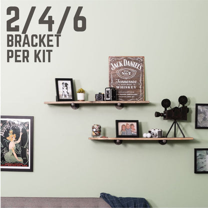 PIPE DECOR 1/2 in. x 12 in. black pipe shelf bracket kit, 2-pack, view 4