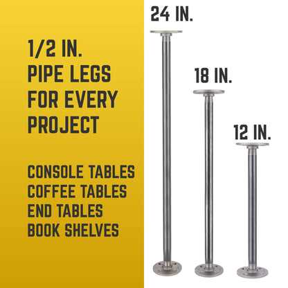 PIPE DECOR 1/2 in. x 18 in. round flange industrial pipe table legs, 4-pack, view 7