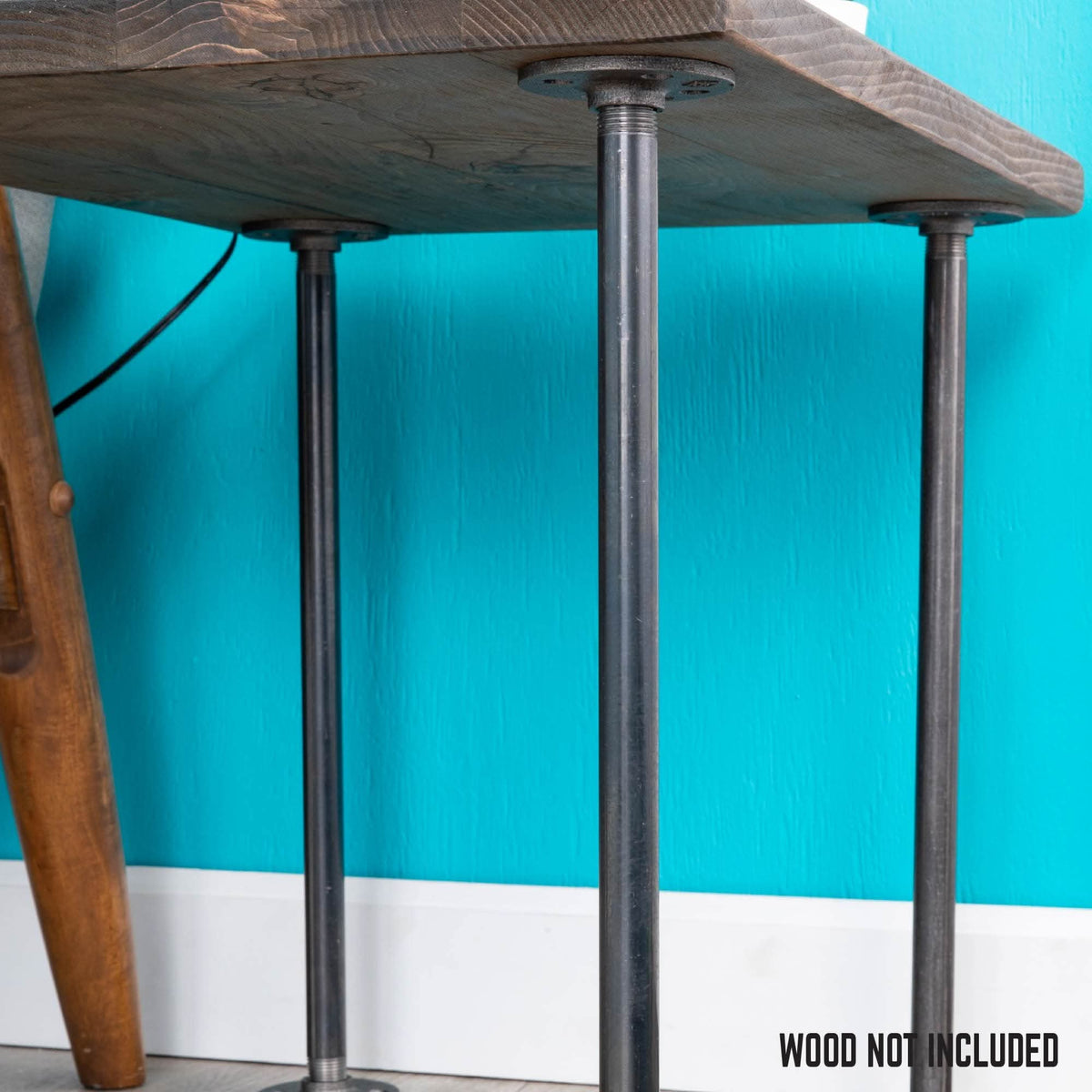 PIPE DECOR 1/2 in. x 18 in. round flange industrial pipe table legs, 4-pack, view 5