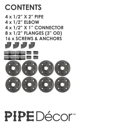 PIPE DECOR 1/2 in. x 3.75 in. double flange black pipe shelf bracket, 4-pack, view 9