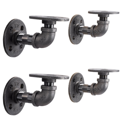 PIPE DECOR 1/2 in. x 3.75 in. double flange black pipe shelf bracket, 4-pack