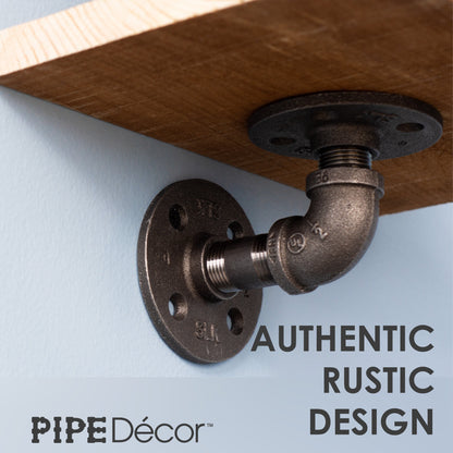 PIPE DECOR 1/2 in. x 3.75 in. double flange black pipe shelf bracket, 4-pack, view 4