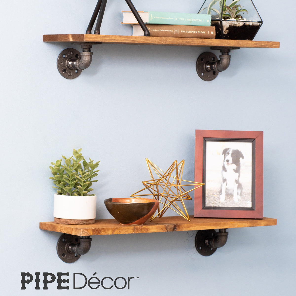 PIPE DECOR 1/2 in. x 3.75 in. double flange black pipe shelf bracket, 4-pack, view 6