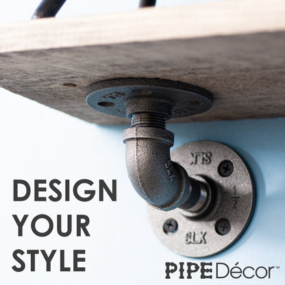 PIPE DECOR 1/2 in. x 3.75 in. double flange black pipe shelf bracket, 4-pack, view 2