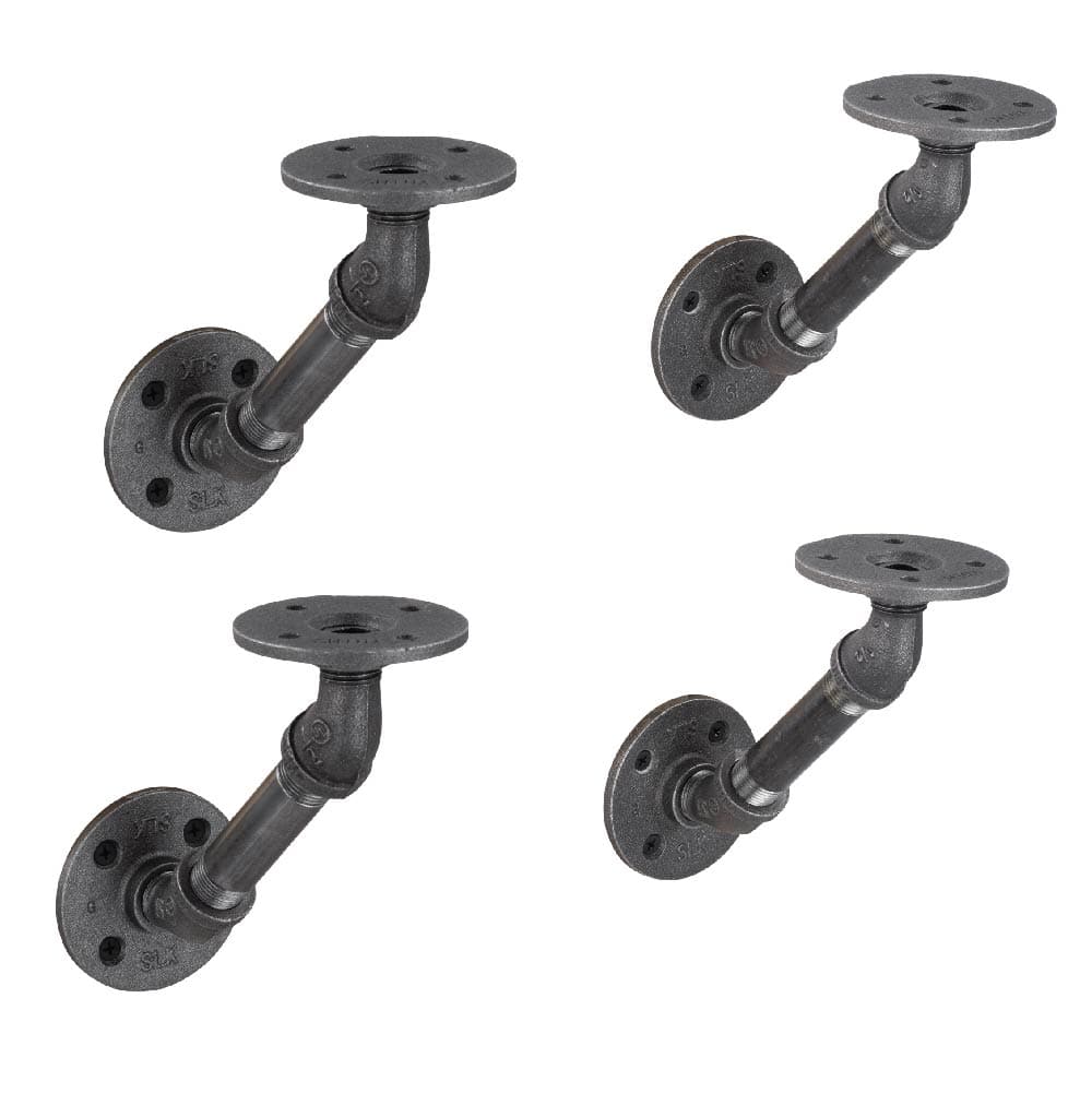 PIPE DECOR 1/2 in. x 4 in. double flange angled shelf bracket kit, 4-pack