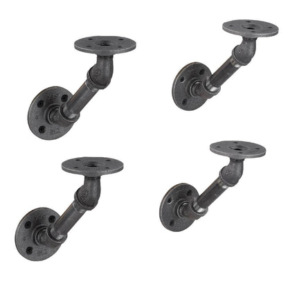 PIPE DECOR 1/2 in. x 4 in. double flange angled shelf bracket kit, 4-pack