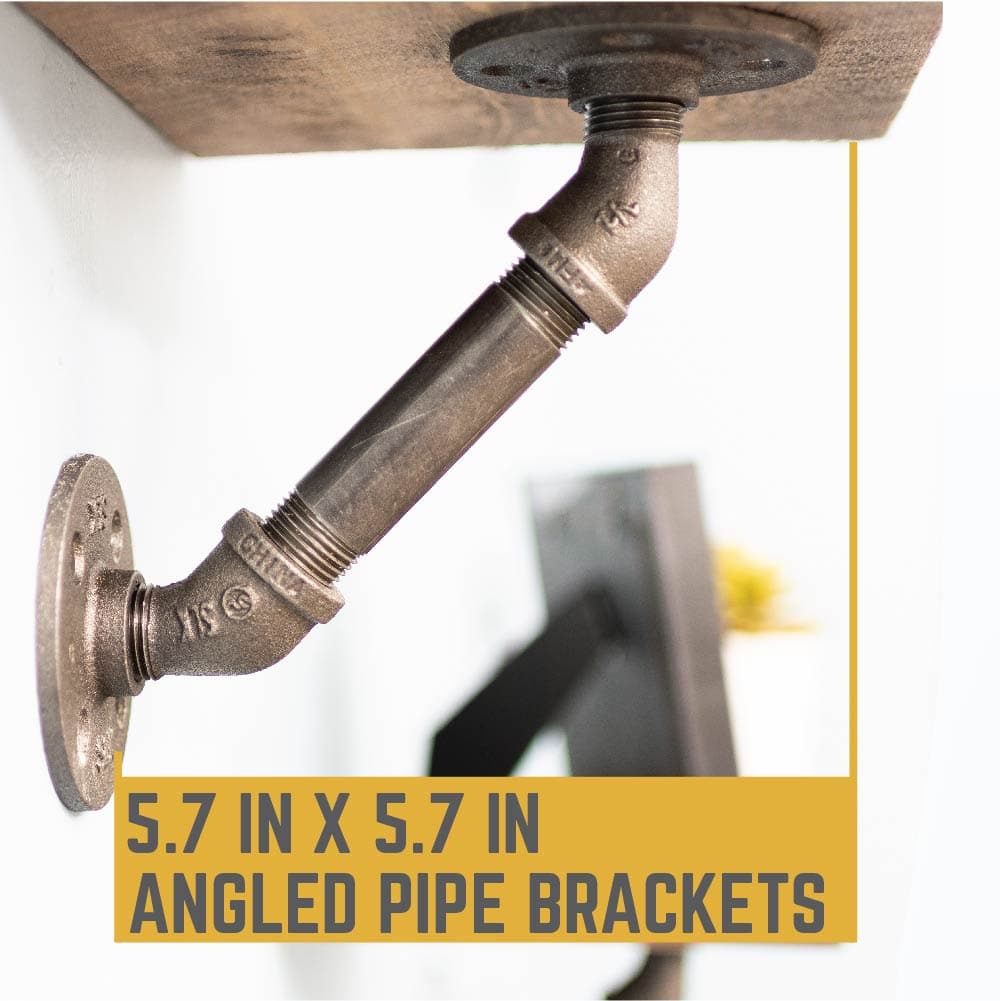 PIPE DECOR 1/2 in. x 4 in. double flange angled shelf bracket kit, 4-pack, view 4