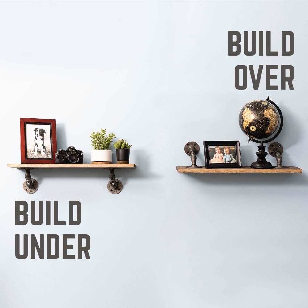 PIPE DECOR 1/2 in. x 4 in. double flange angled shelf bracket kit, 4-pack, view 2