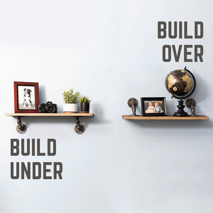 PIPE DECOR 1/2 in. x 4 in. double flange angled shelf bracket kit, 4-pack, view 2