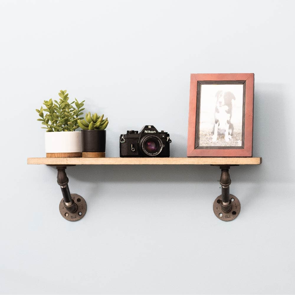 PIPE DECOR 1/2 in. x 4 in. double flange angled shelf bracket kit, 4-pack, view 5