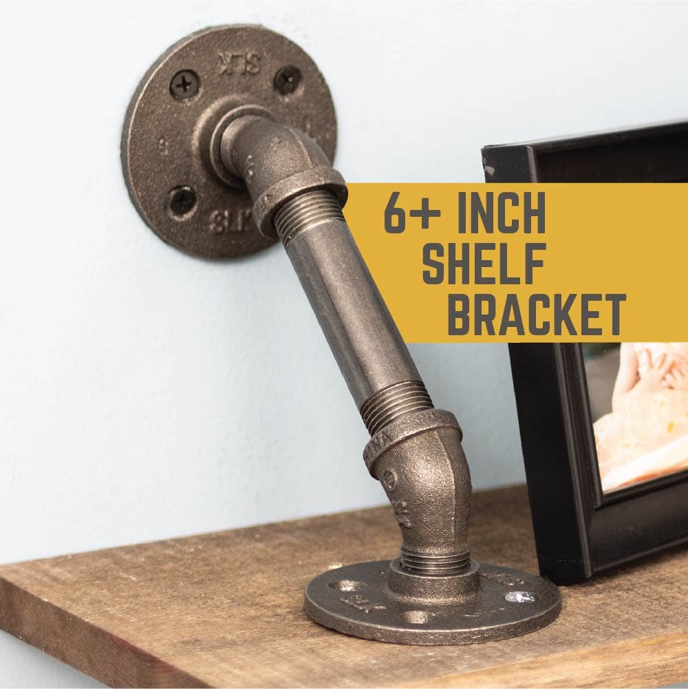 PIPE DECOR 1/2 in. x 4 in. double flange angled shelf bracket kit, 4-pack, view 3