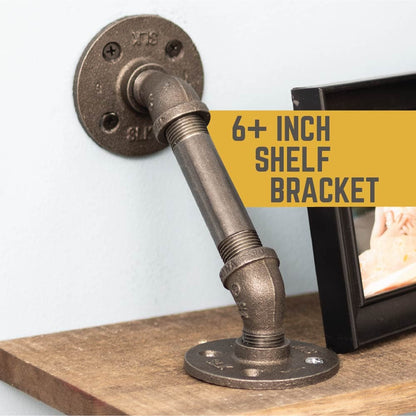 PIPE DECOR 1/2 in. x 4 in. double flange angled shelf bracket kit, 4-pack, view 3