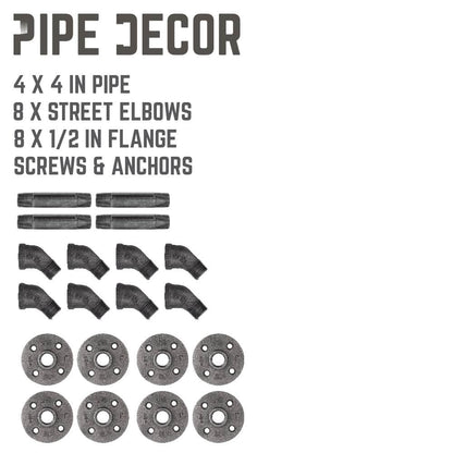PIPE DECOR 1/2 in. x 4 in. double flange angled shelf bracket kit, 4-pack, view 9