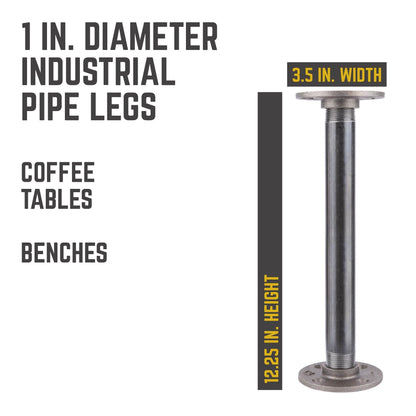 PIPE DECOR 1 in. x 12 in. round flange pipe table legs, 4-pack, view 3