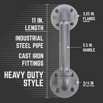 PIPE DECOR 3/4 in. classic pipe barn door handle, 11 in. long, view 3