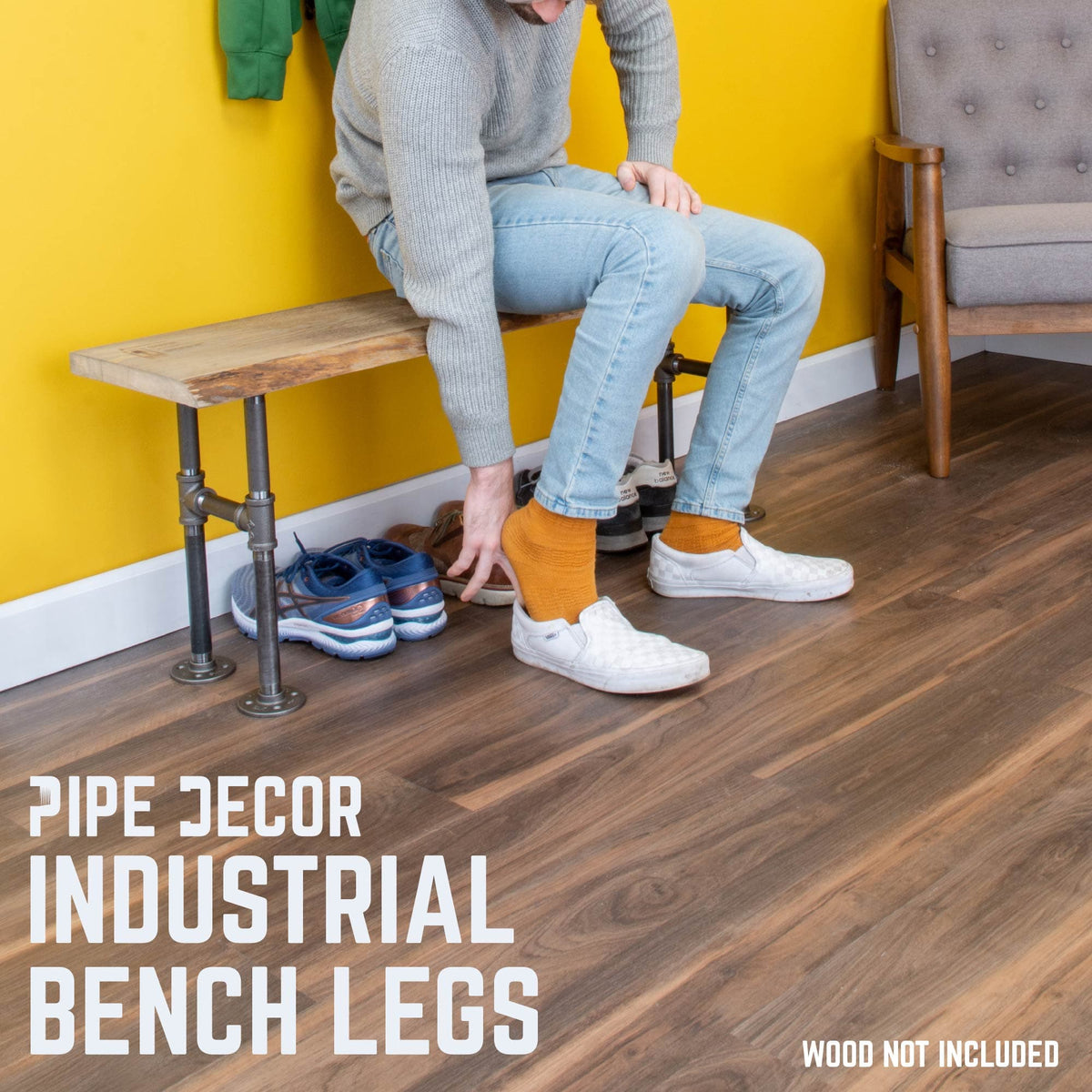 PIPE DECOR 3/4 in. round flange pipe bench leg kit, view 2